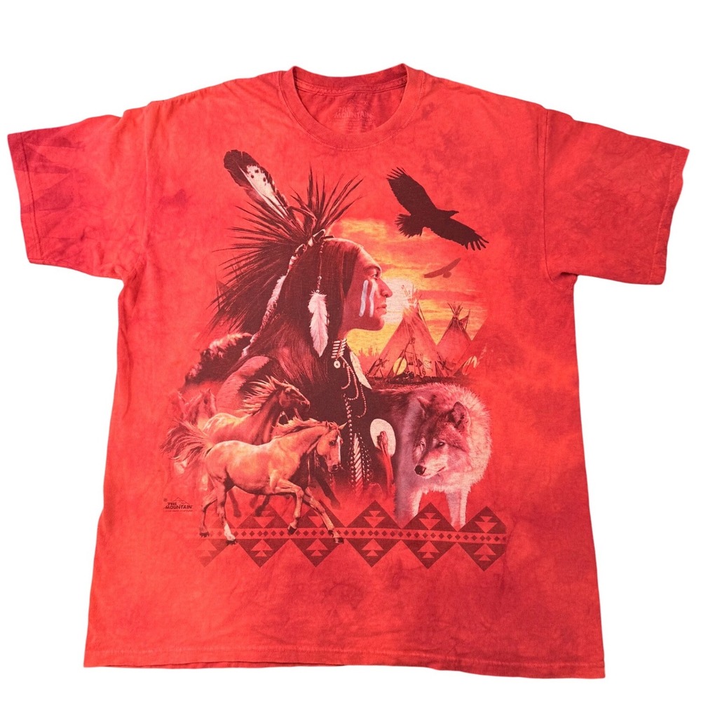 The Mountain 2008 Native American Wolf Horse Tie Dye T Shirt L